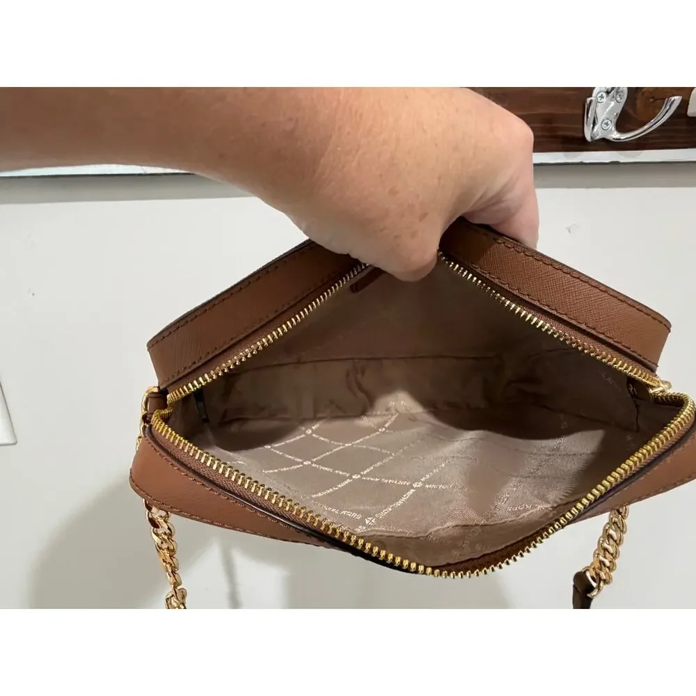 Michael Kors Jet Set Brown Signature East West Crossbody Handbag -in great cond